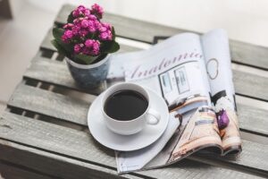 coffee, magazine, flower background, newspaper, read, reading, free time, nature, flower wallpaper, beautiful flowers, after work, flower